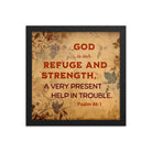 Psalm 46:1 Bible Verse, God is Our Refuge Enhanced Matte Paper Framed Poster Wall Art Black 12″×12″