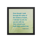 Psalm 23:4 Bible Verse, fear no evil Enhanced Matte Paper Framed Poster Wall Art Black 12″×12″
