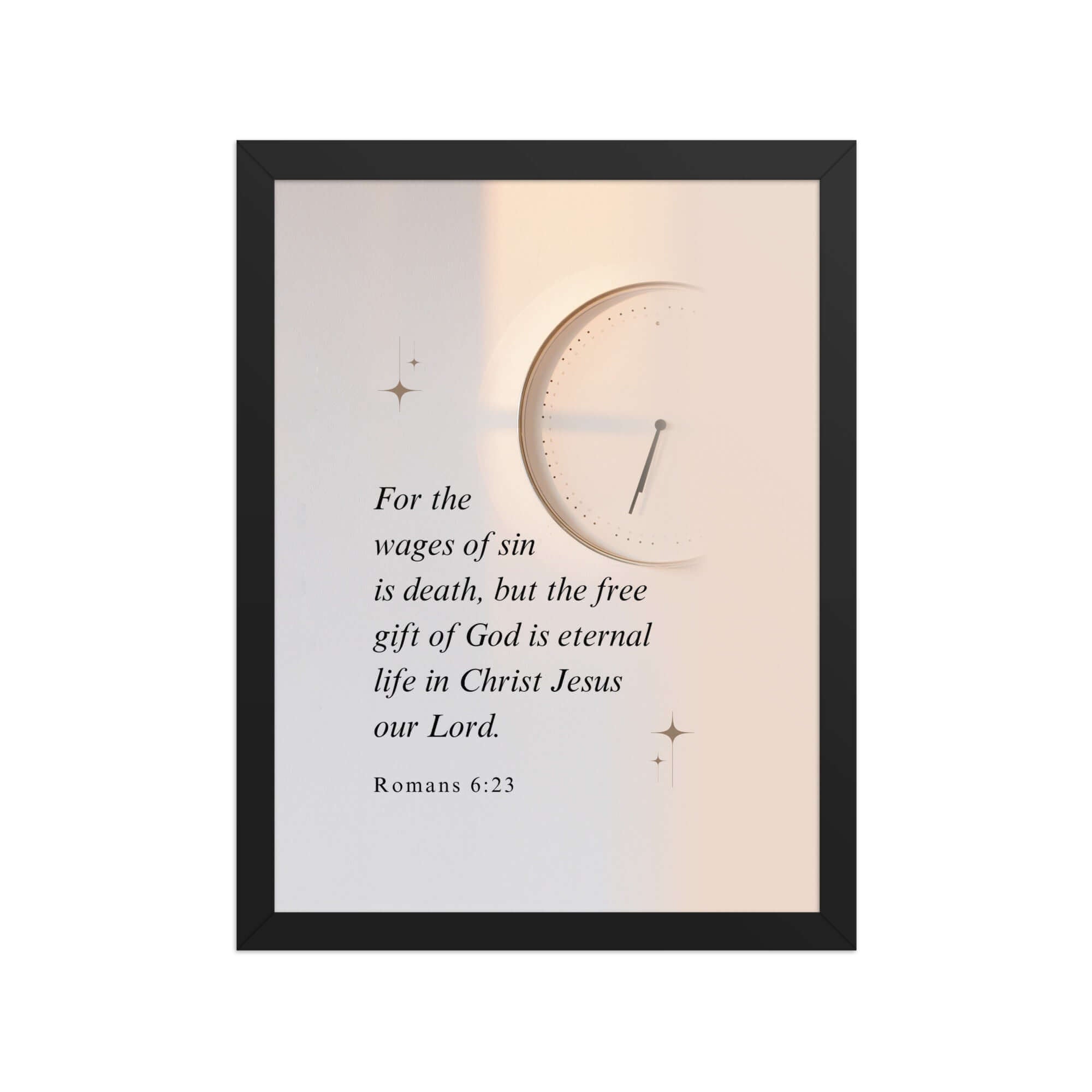 Romans 6:23 Bible Verse, our Lord Enhanced Matte Paper Framed Poster Wall Art Black 12″×16″