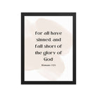Romans 3:23 Bible Verse, fall short Enhanced Matte Paper Framed Poster Wall Art Black 12″×16″