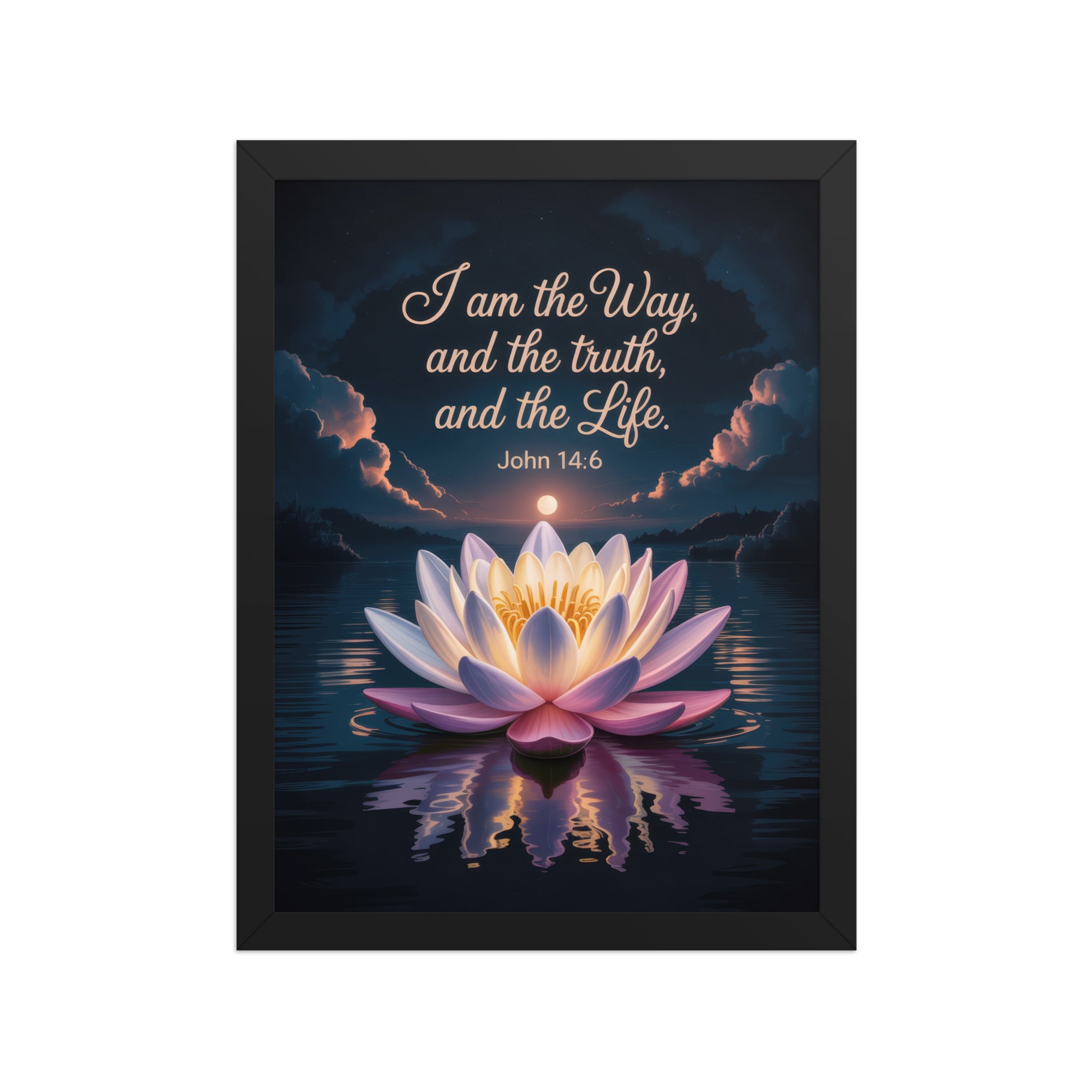 John 14:6 Bible Verse The Way Enhanced Matte Paper Framed Poster Black 12″×16″