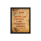 Psalm 46:1 Bible Verse, God is Our Refuge Enhanced Matte Paper Framed Poster Wall Art Black 12″×16″