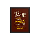 Matthew 11:29-30 Bible Verse, learn from me Enhanced Matte Paper Framed Poster Wall Art Black 12″×16″