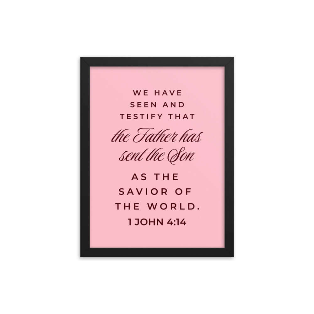 1 John 4:14 Bible Verse, We have seen Enhanced Matte Paper Framed Poster Wall Art Black 12″×16″