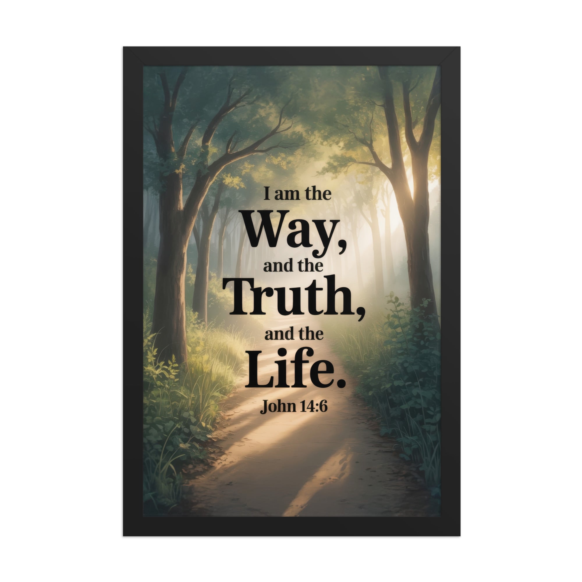 John 14:6 Bible Verse The Life Enhanced Matte Paper Framed Poster Black 12″×18″