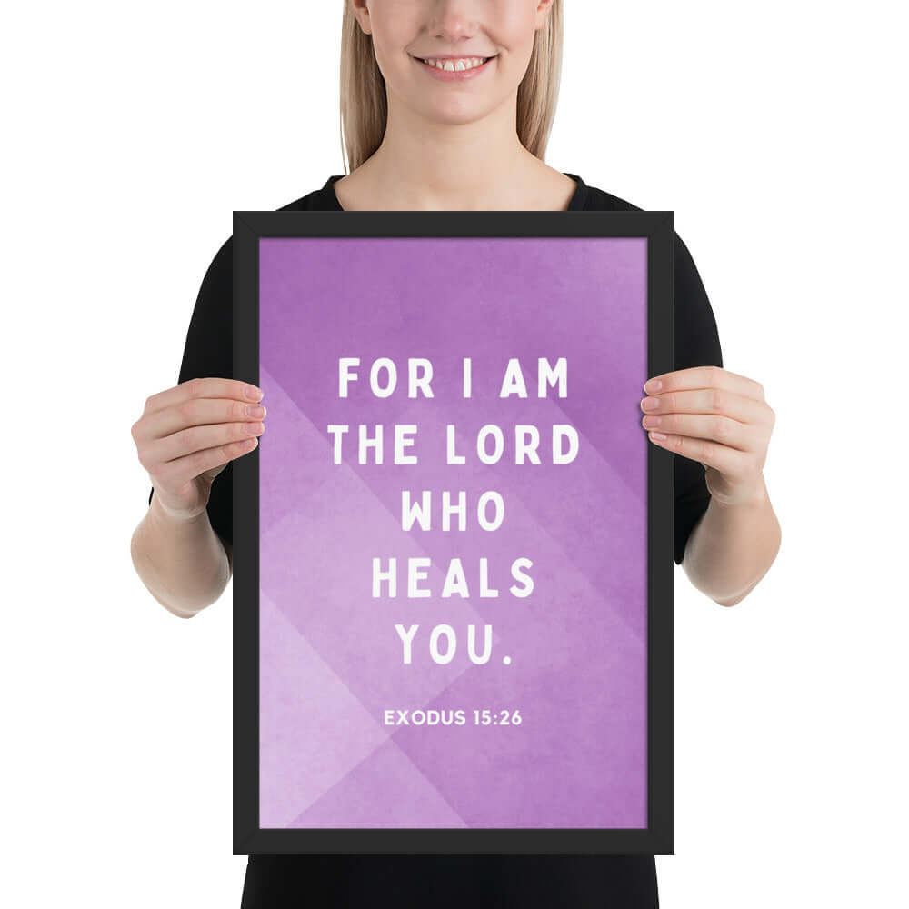 Exodus 15:26 Bible Verse, in his eyes Enhanced Matte Paper Framed Poster Wall Art Black 12″×18″