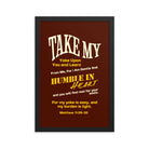 Matthew 11:29-30 Bible Verse, learn from me Enhanced Matte Paper Framed Poster Wall Art Black 12″×18″