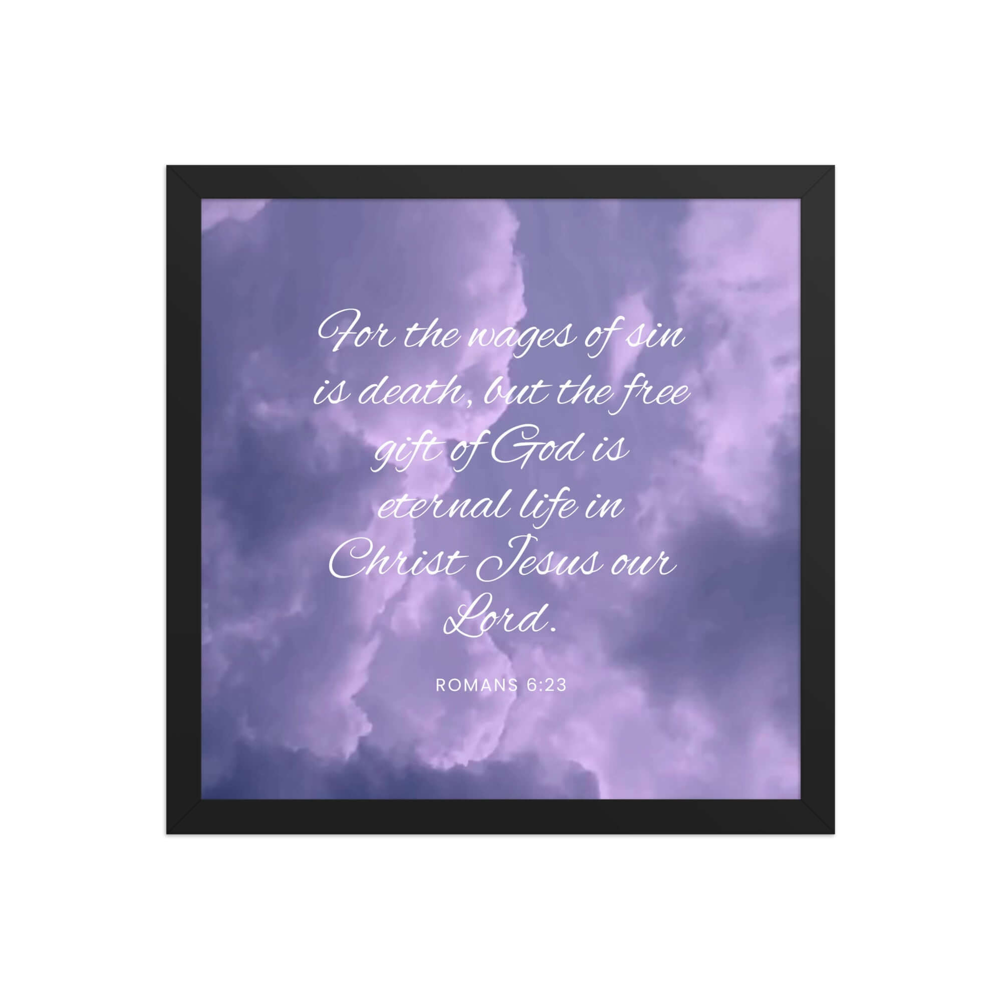 Romans 6:23 Bible Verse, free gift Enhanced Matte Paper Framed Poster Wall Art Black 14″×14″