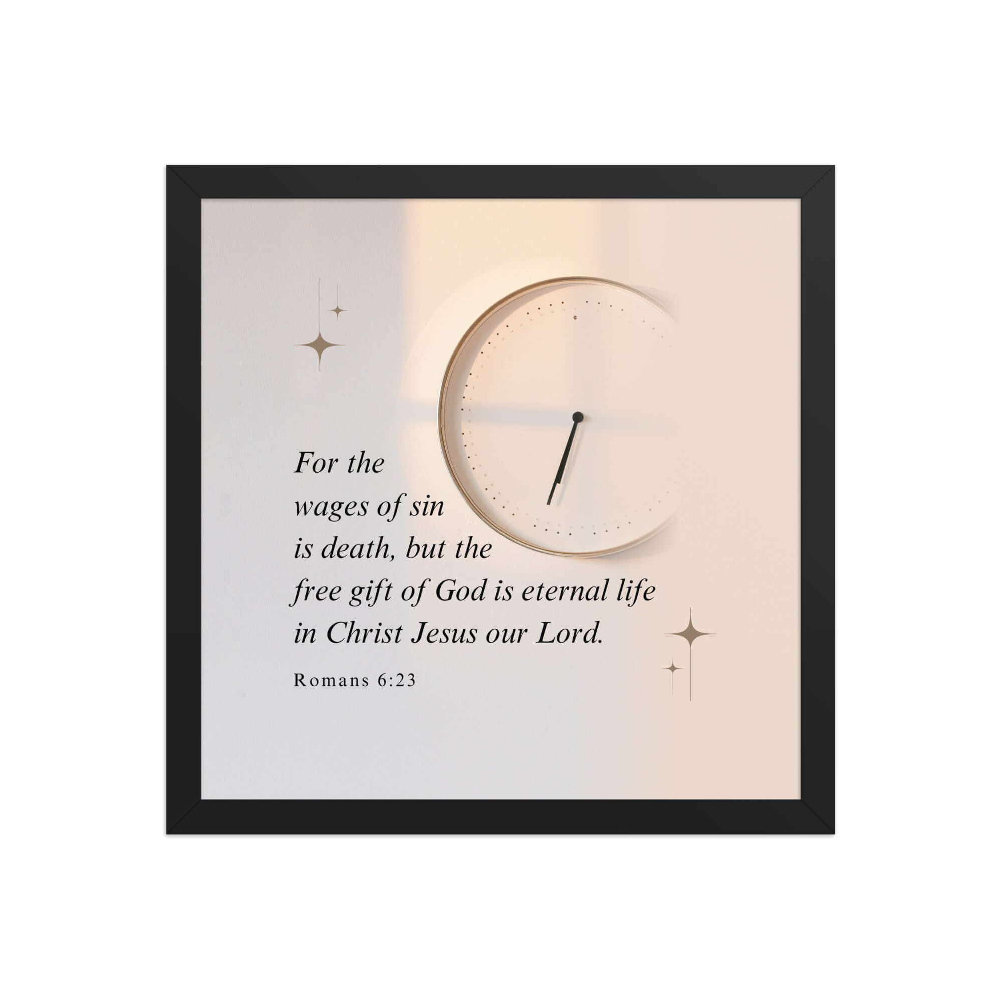 Romans 6:23 Bible Verse, our Lord Enhanced Matte Paper Framed Poster Wall Art Black 14″×14″