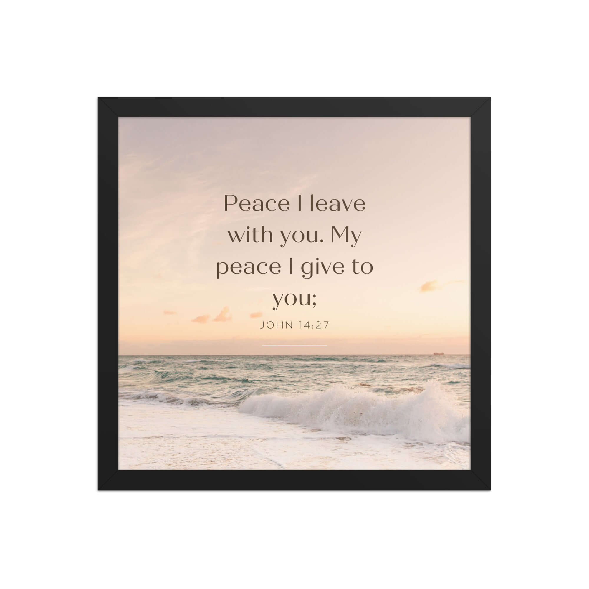 John 14:27 Bible Verse, not as the Enhanced Matte Paper Framed Poster Wall Art Black 14″×14″