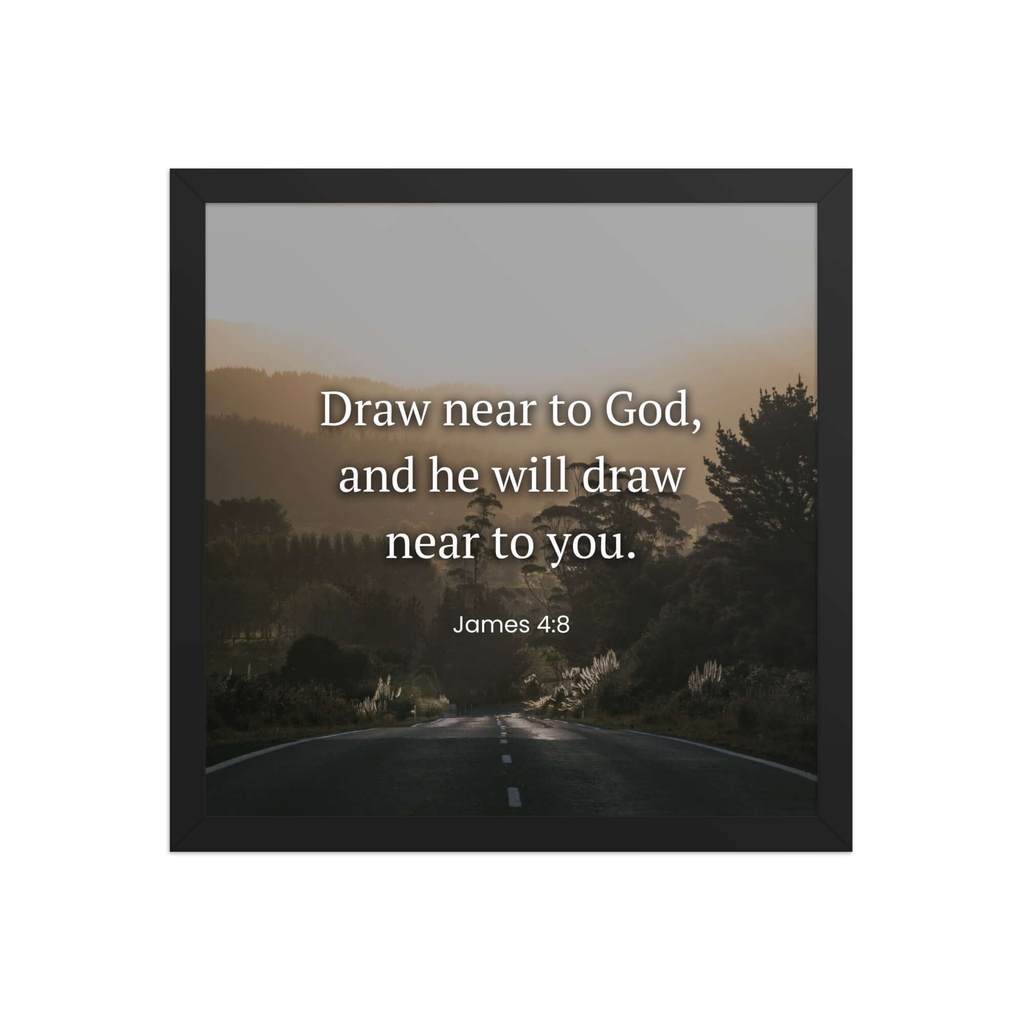 James 4:8 Bible Verse, Cleanse your Enhanced Matte Paper Framed Poster Wall Art Black 14″×14″
