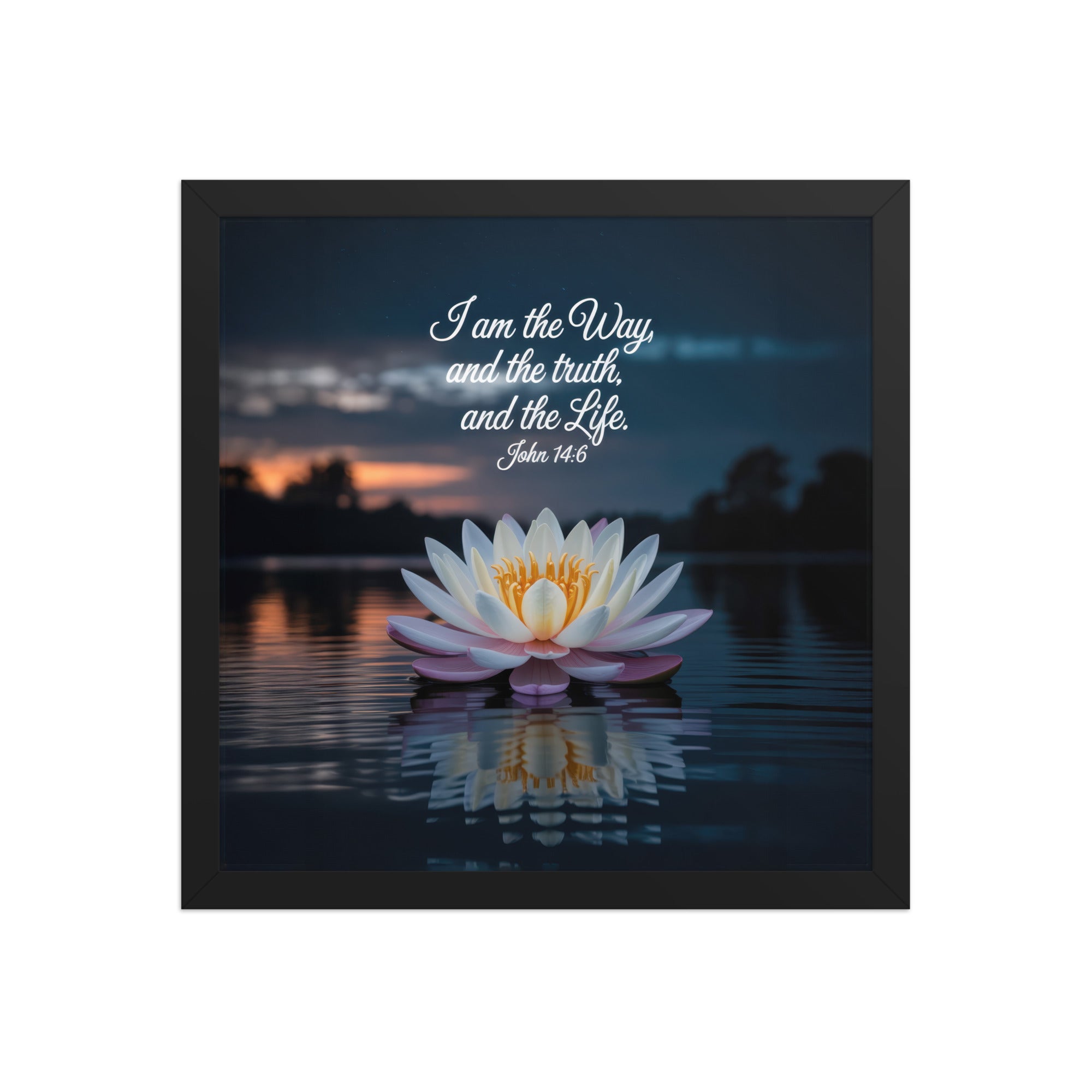 John 14:6 Bible Verse The Father Enhanced Matte Paper Framed Poster Black 14″×14″