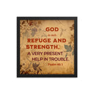 Psalm 46:1 Bible Verse, God is Our Refuge Enhanced Matte Paper Framed Poster Wall Art Black 14″×14″