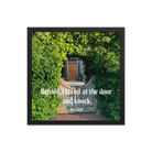 Revelation 3:20 Bible Verse, Garden Doorway Enhanced Matte Paper Framed Poster Wall Art Black 16″×16″