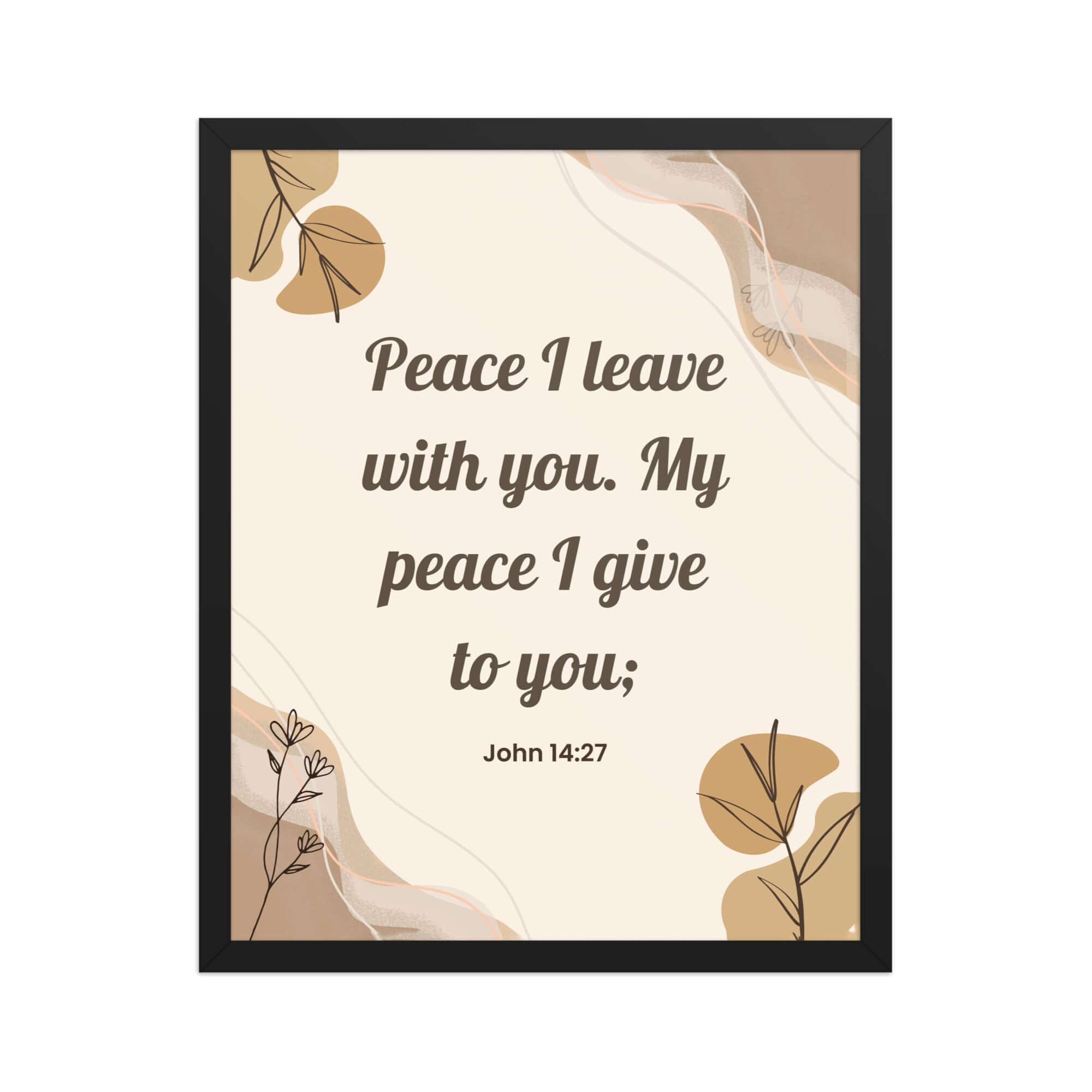 John 14:27 Bible Verse, Peace I Enhanced Matte Paper Framed Poster Wall Art Black 16″×20″