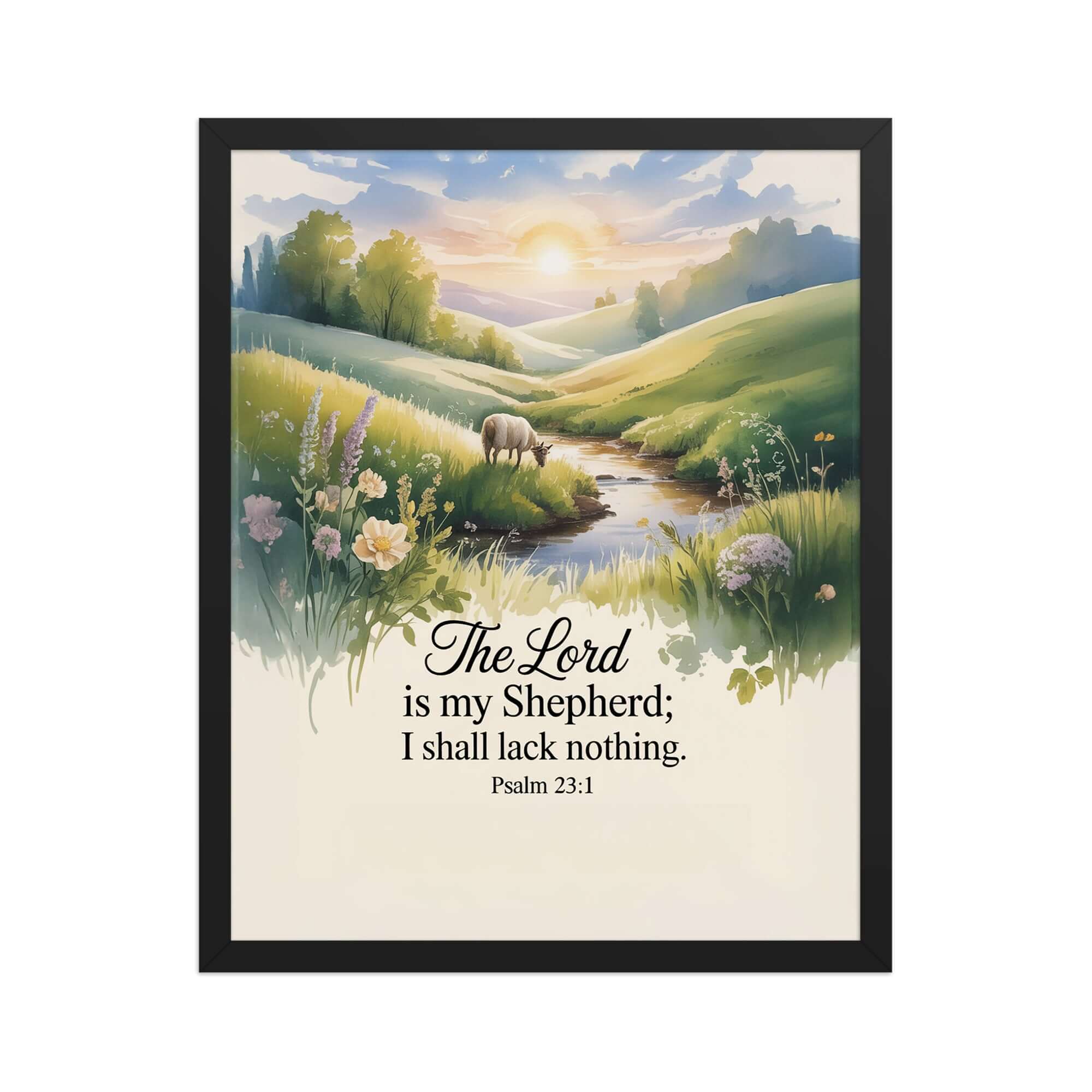 Psalm 23:1 Bible Verse, Lord Enhanced Matte Paper Framed Poster Black 16″×20″