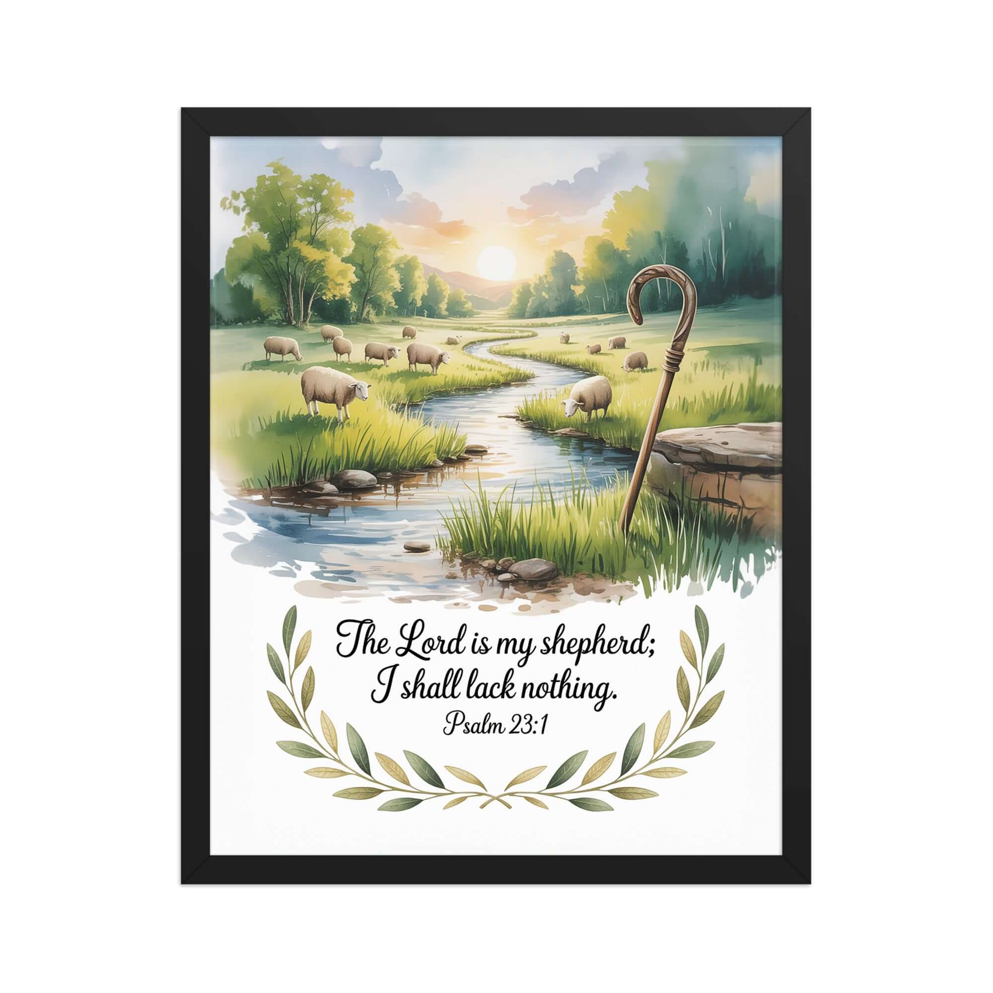Psalm 23:1 Bible Verse, is my Enhanced Matte Paper Framed Poster Black 16″×20″