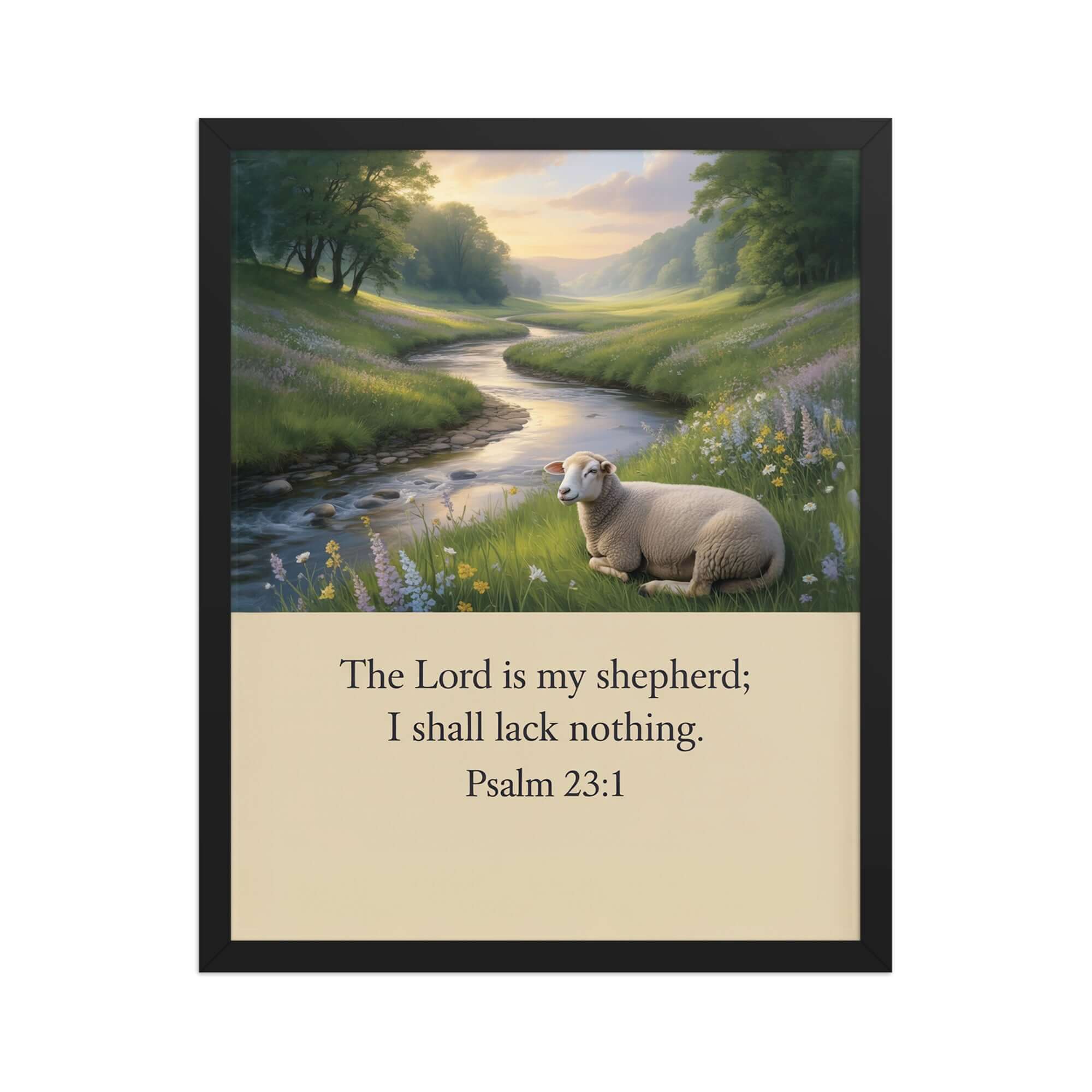 Psalm 23:1 Bible Verse, I shall Enhanced Matte Paper Framed Poster Black 16″×20″