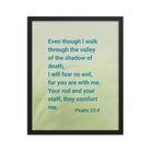 Psalm 23:4 Bible Verse, fear no evil Enhanced Matte Paper Framed Poster Wall Art Black 16″×20″