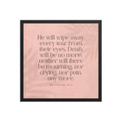 Revelation 21:4 Bible Verse, their eyes Enhanced Matte Paper Framed Poster Wall Art Black 18″×18″