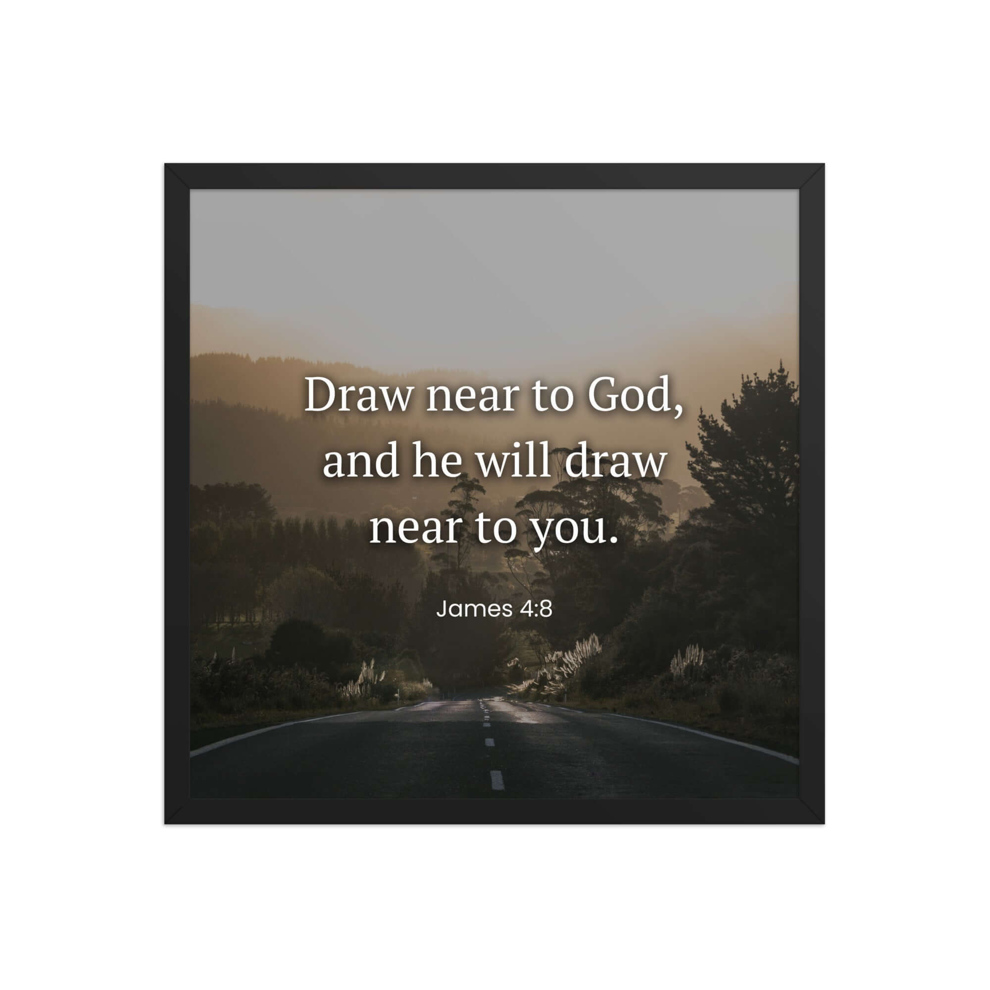 James 4:8 Bible Verse, Cleanse your Enhanced Matte Paper Framed Poster Wall Art Black 18″×18″