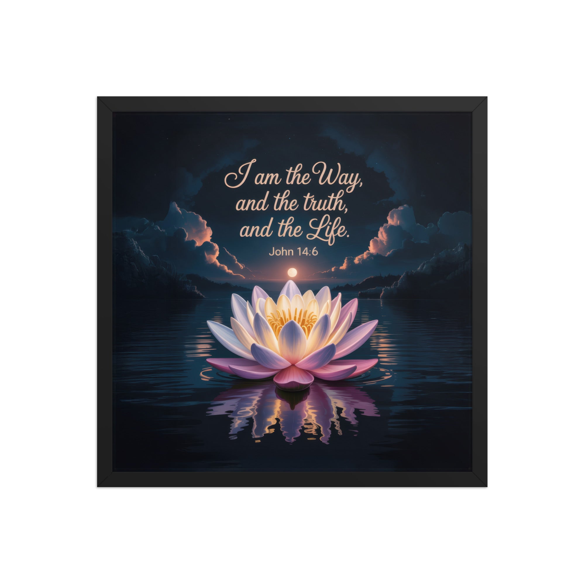 John 14:6 Bible Verse The Way Enhanced Matte Paper Framed Poster Black 18″×18″