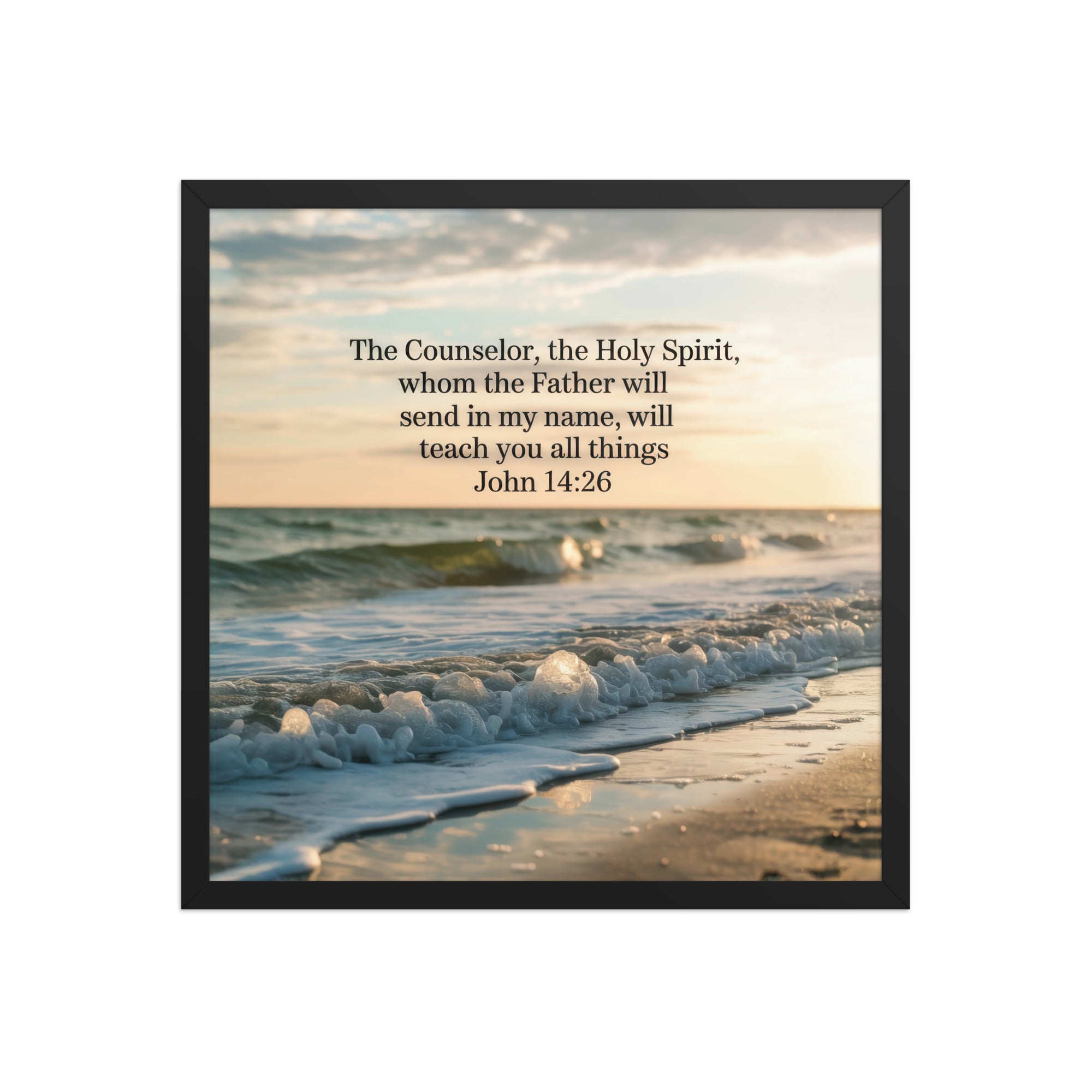 John 14:26 Bible Verse You All Enhanced Matte Paper Framed Poster Black 18″×18″