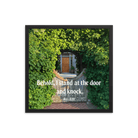 Revelation 3:20 Bible Verse, Garden Doorway Enhanced Matte Paper Framed Poster Wall Art Black 18″×18″