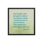 Psalm 23:4 Bible Verse, fear no evil Enhanced Matte Paper Framed Poster Wall Art Black 18″×18″