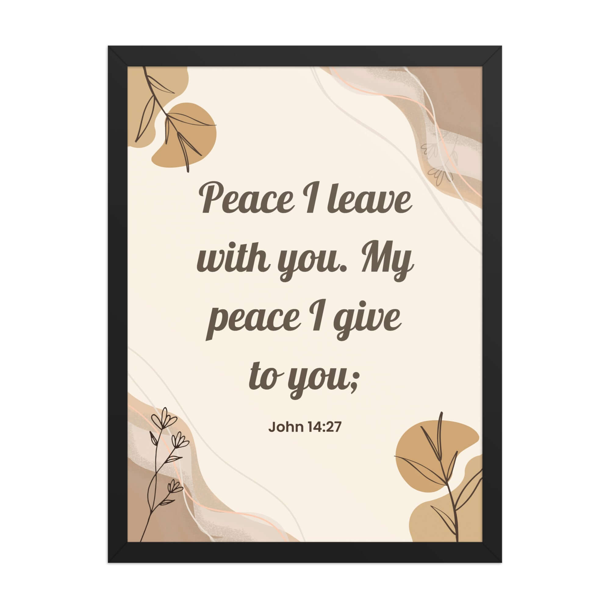 John 14:27 Bible Verse, Peace I Enhanced Matte Paper Framed Poster Wall Art Black 18″×24″