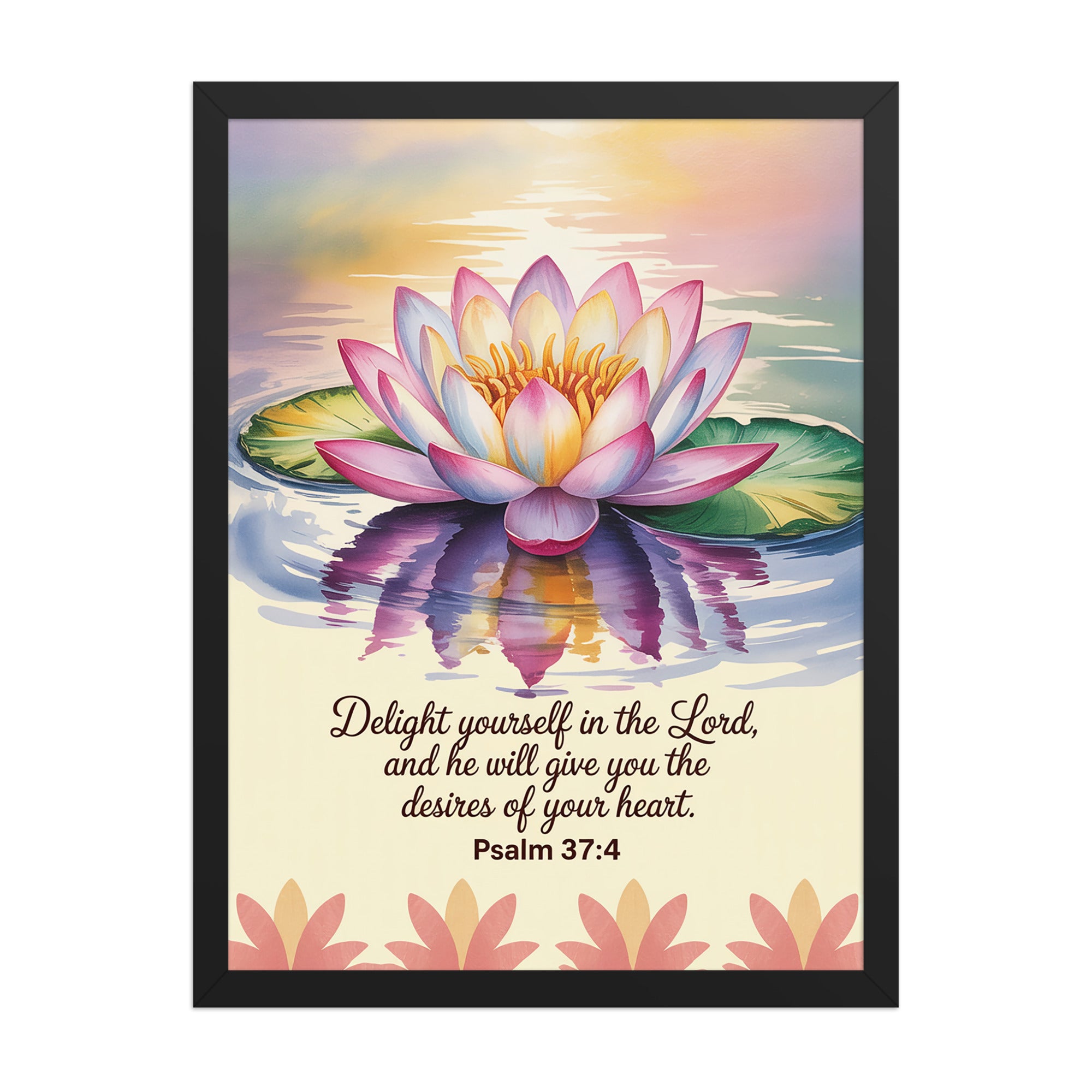 Psalm 37:4 Bible Verse, the Lord Enhanced Matte Paper Framed Poster Black 18″×24″