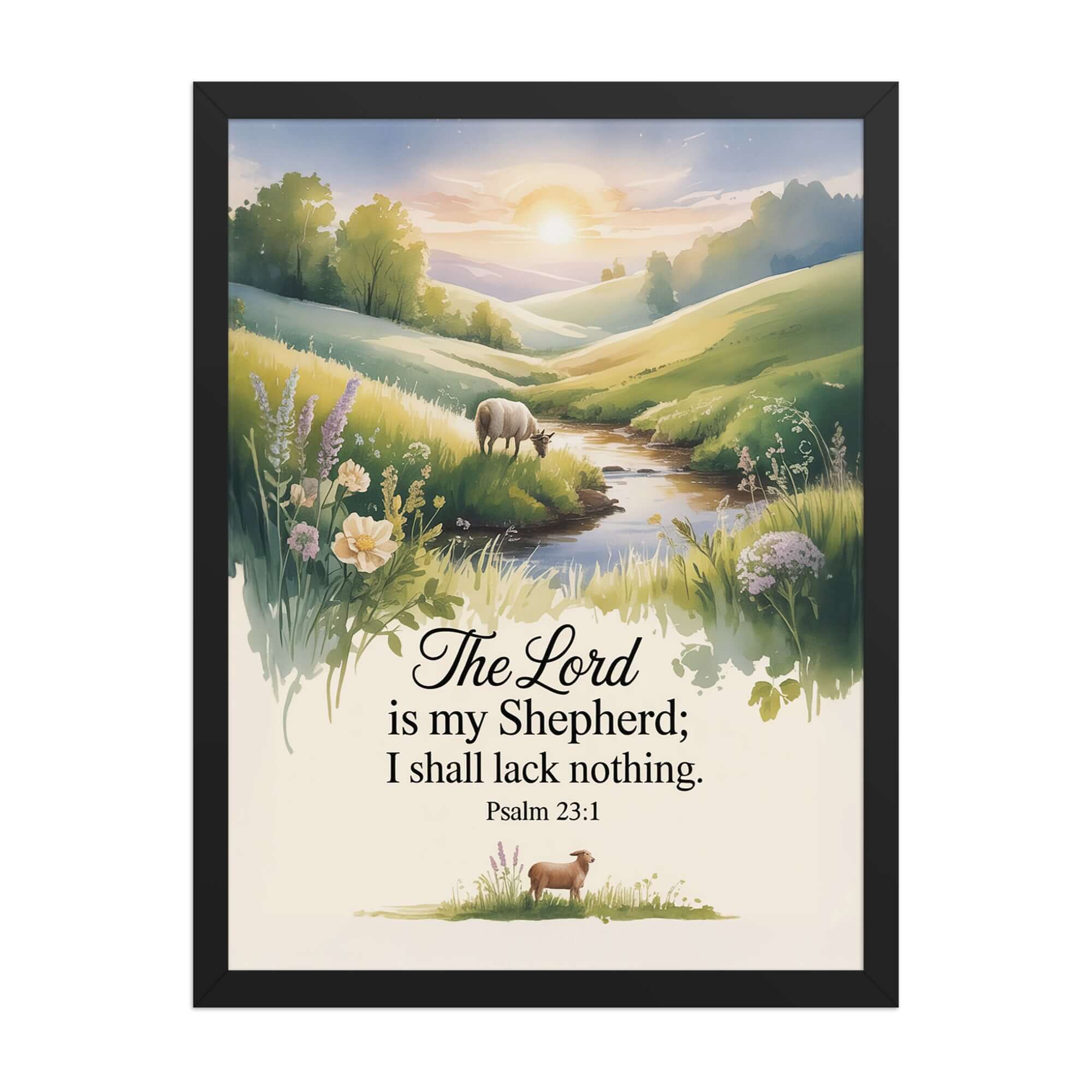 Psalm 23:1 Bible Verse, Lord Enhanced Matte Paper Framed Poster Black 18″×24″