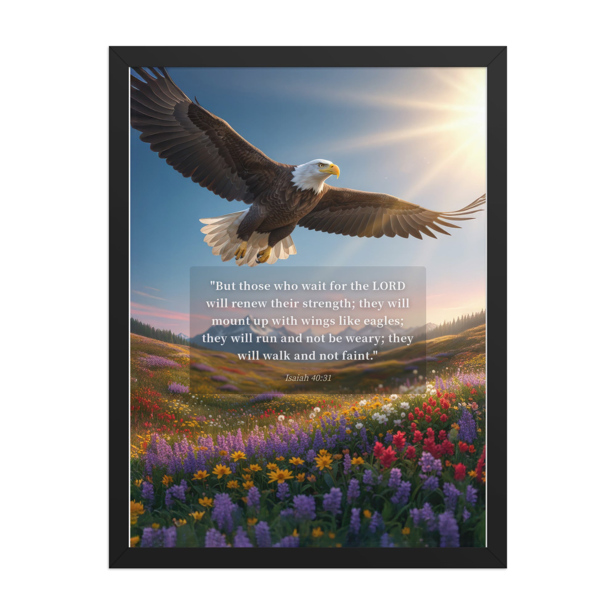 Isaiah 40:31 Bible Verse Who Wait Enhanced Matte Paper Framed Poster Black 18″×24″