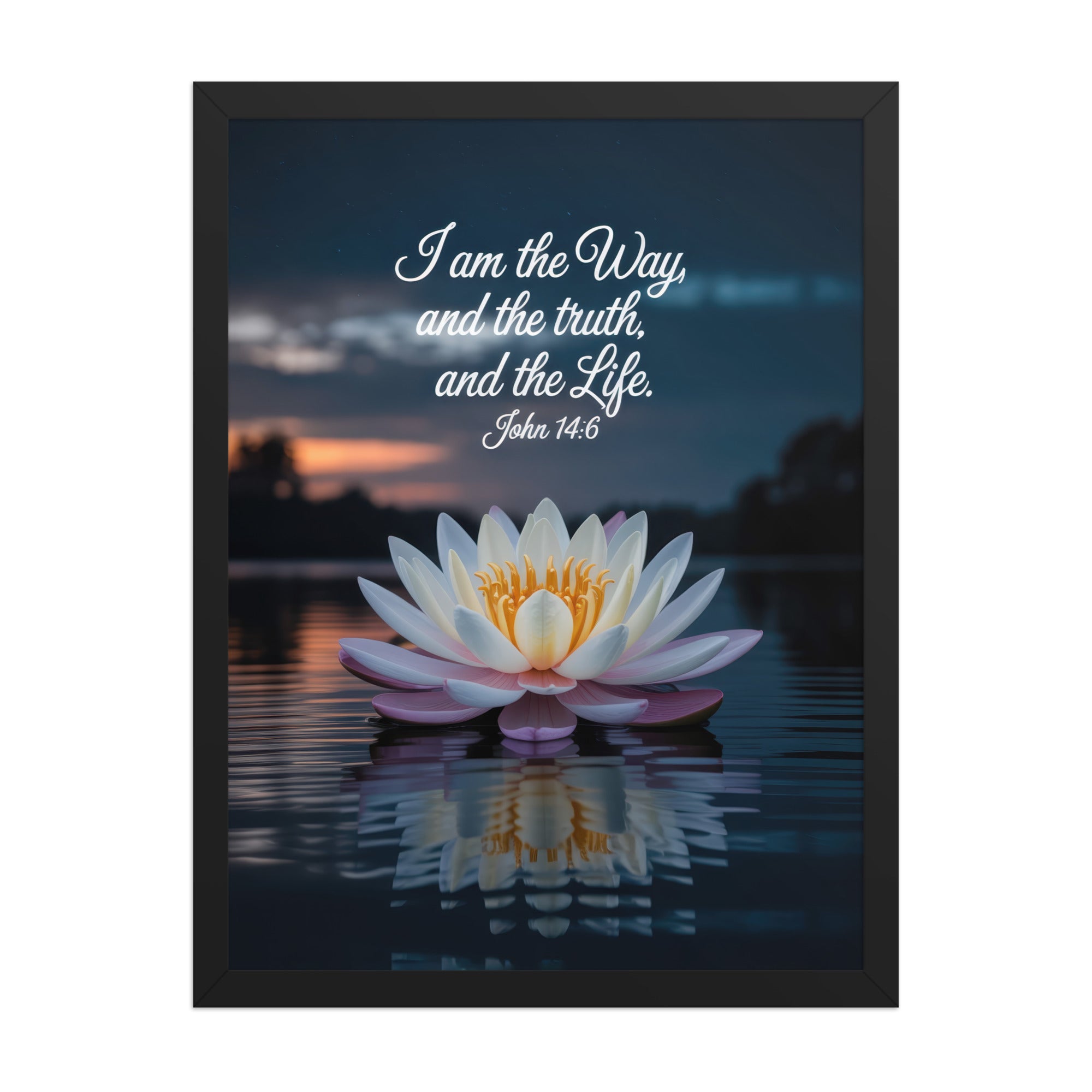John 14:6 Bible Verse The Father Enhanced Matte Paper Framed Poster Black 18″×24″
