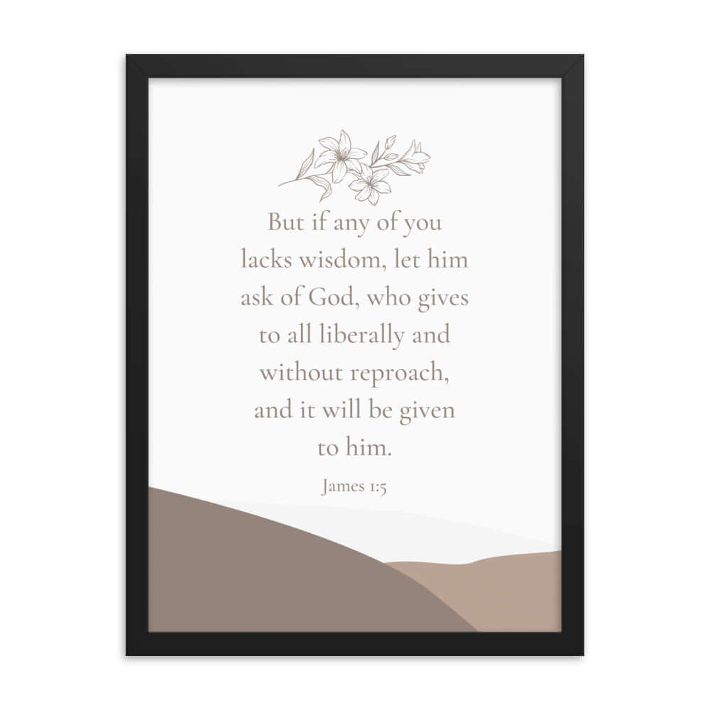 James 1:5 Bible Verse, ask of God Enhanced Matte Paper Framed Poster Wall Art Black 18″×24″