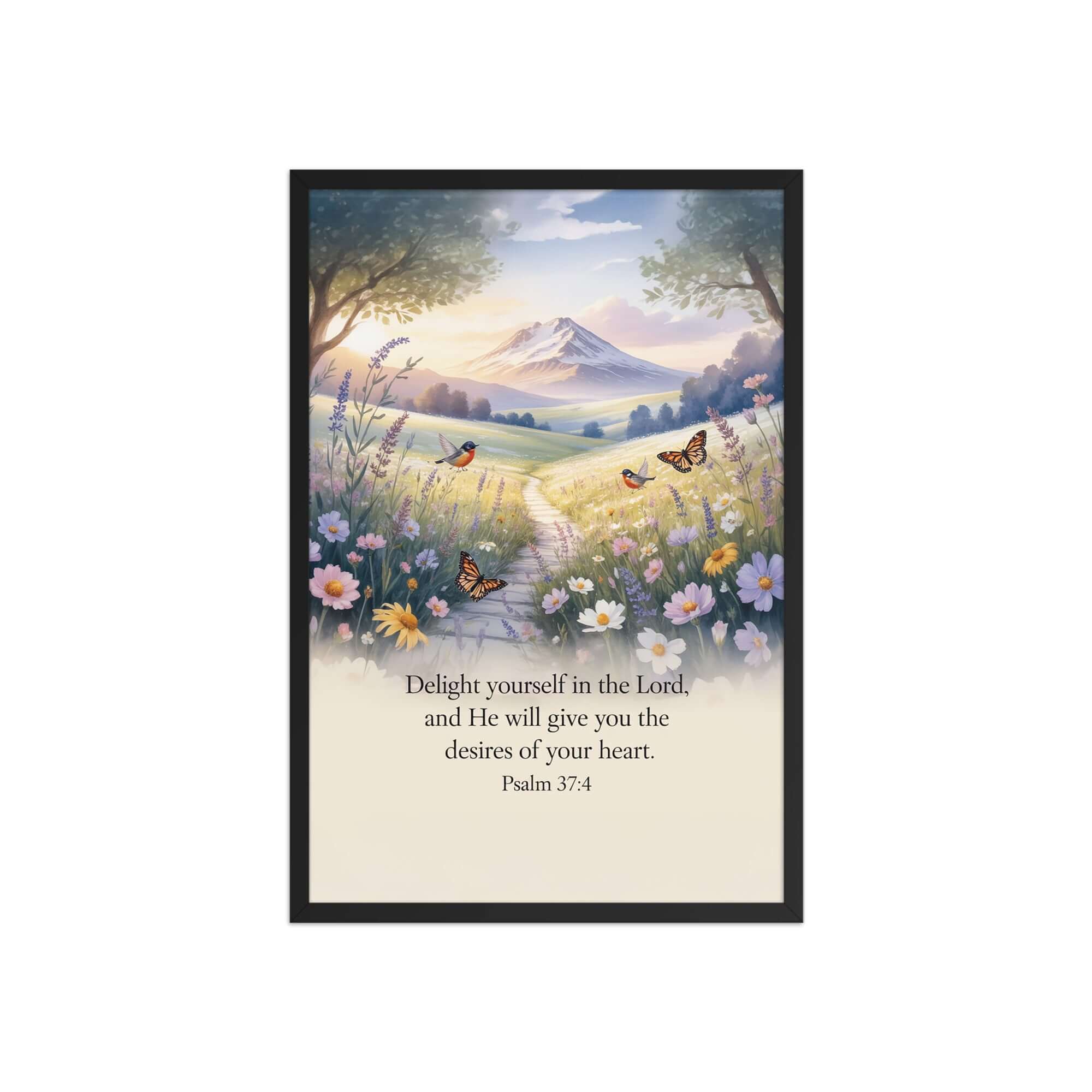 Psalm 37:4 Bible Verse, Delight Enhanced Matte Paper Framed Poster