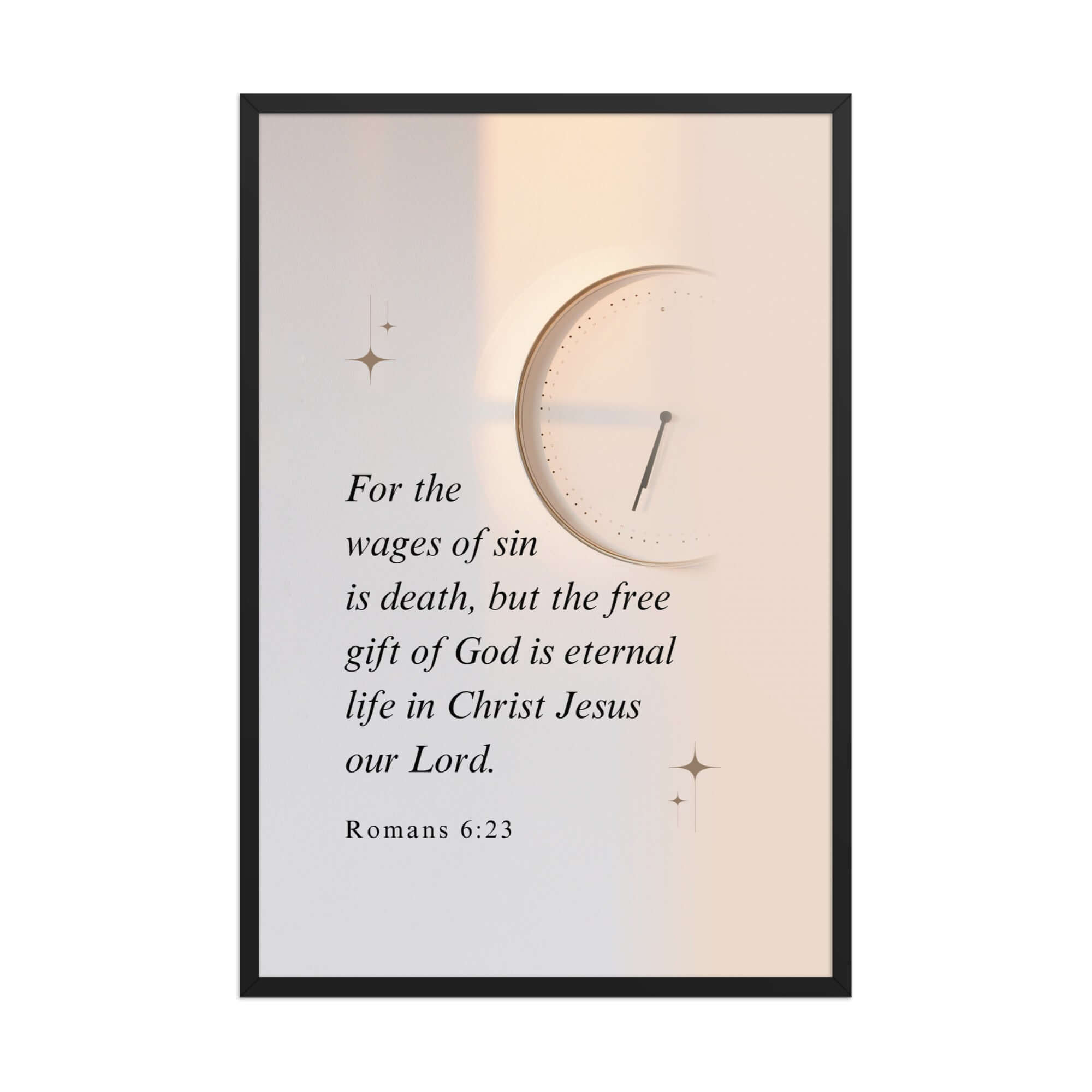 Romans 6:23 Bible Verse, our Lord Enhanced Matte Paper Framed Poster Wall Art Black 24″×36″