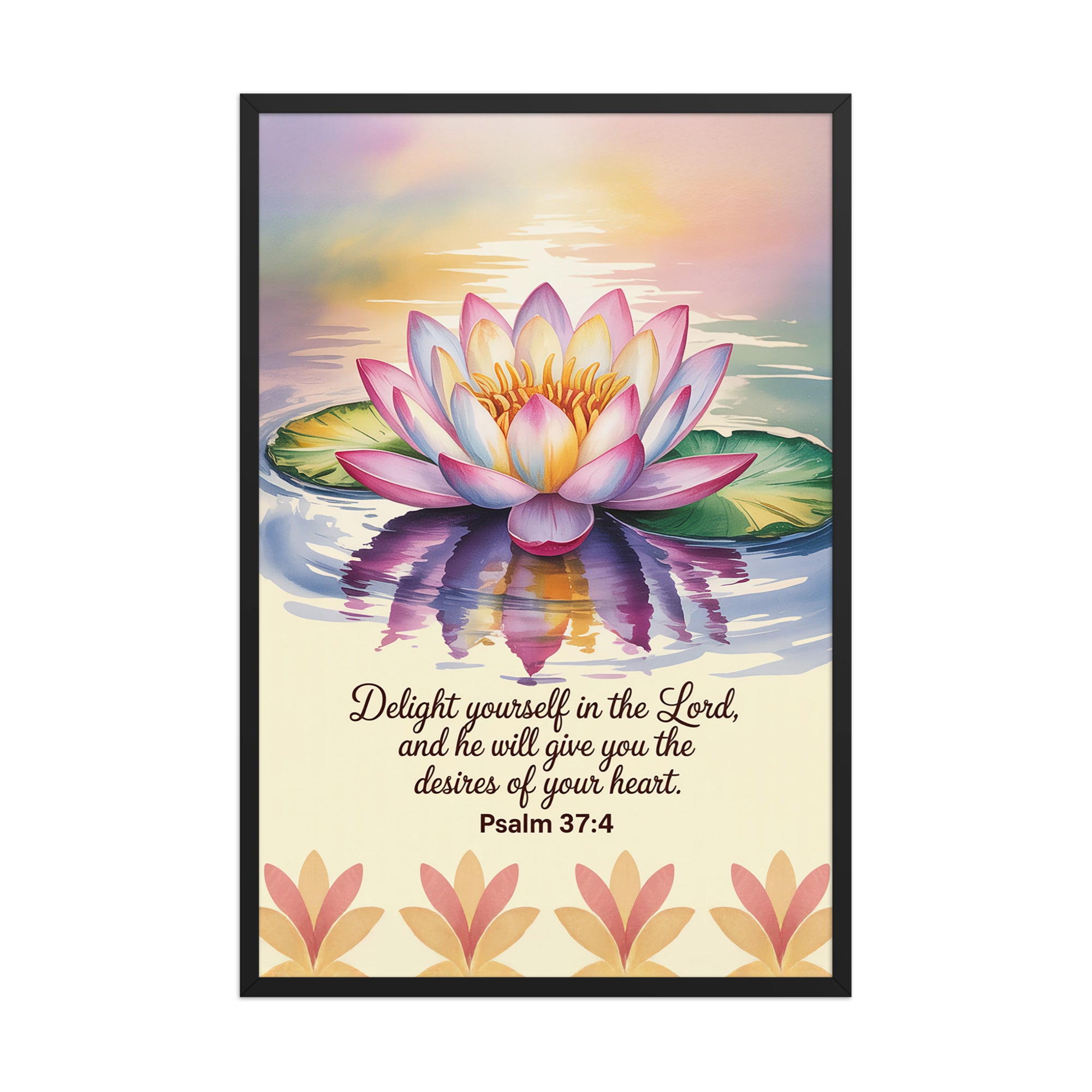 Psalm 37:4 Bible Verse, the Lord Enhanced Matte Paper Framed Poster Black 24″×36″