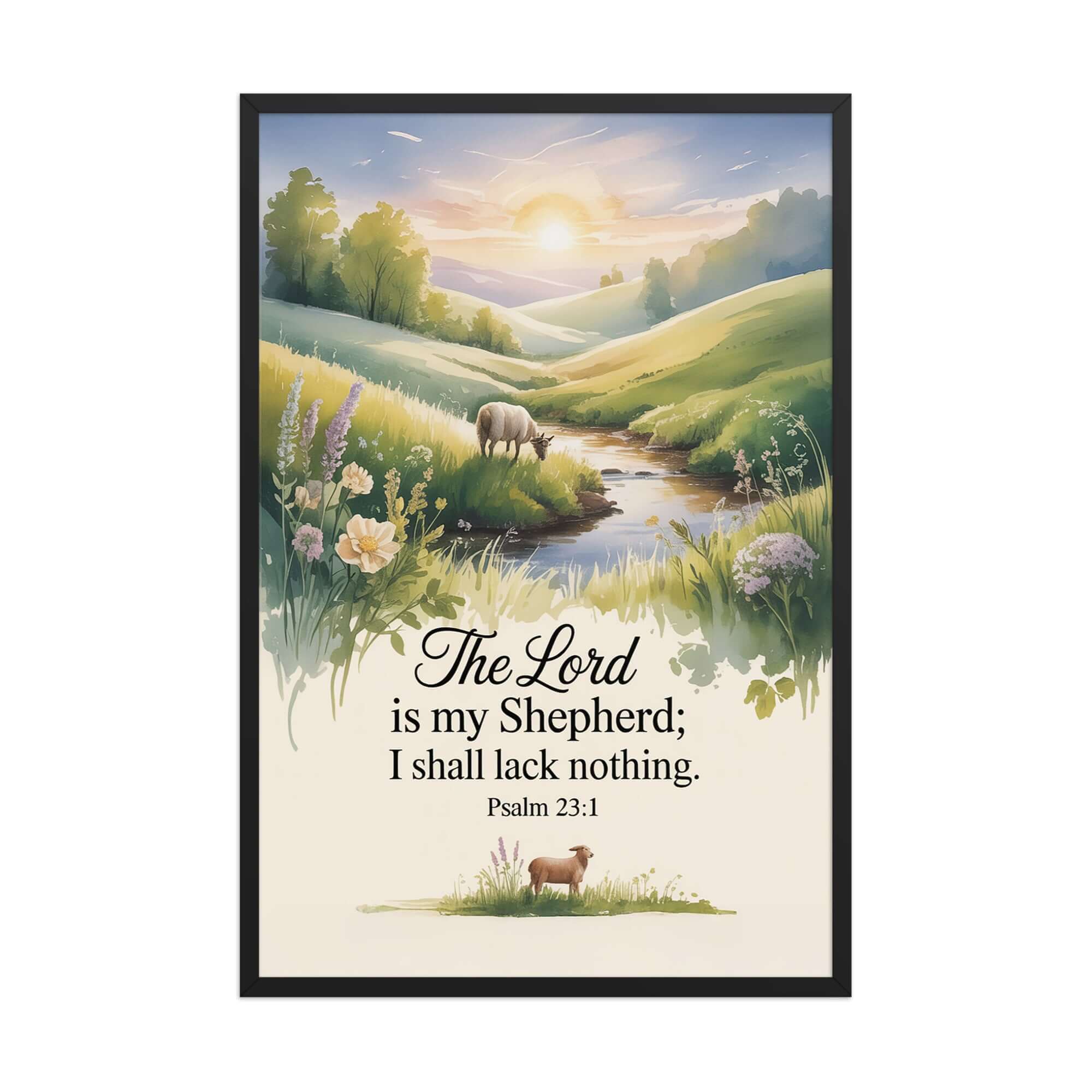 Psalm 23:1 Bible Verse, Lord Enhanced Matte Paper Framed Poster Black 24″×36″
