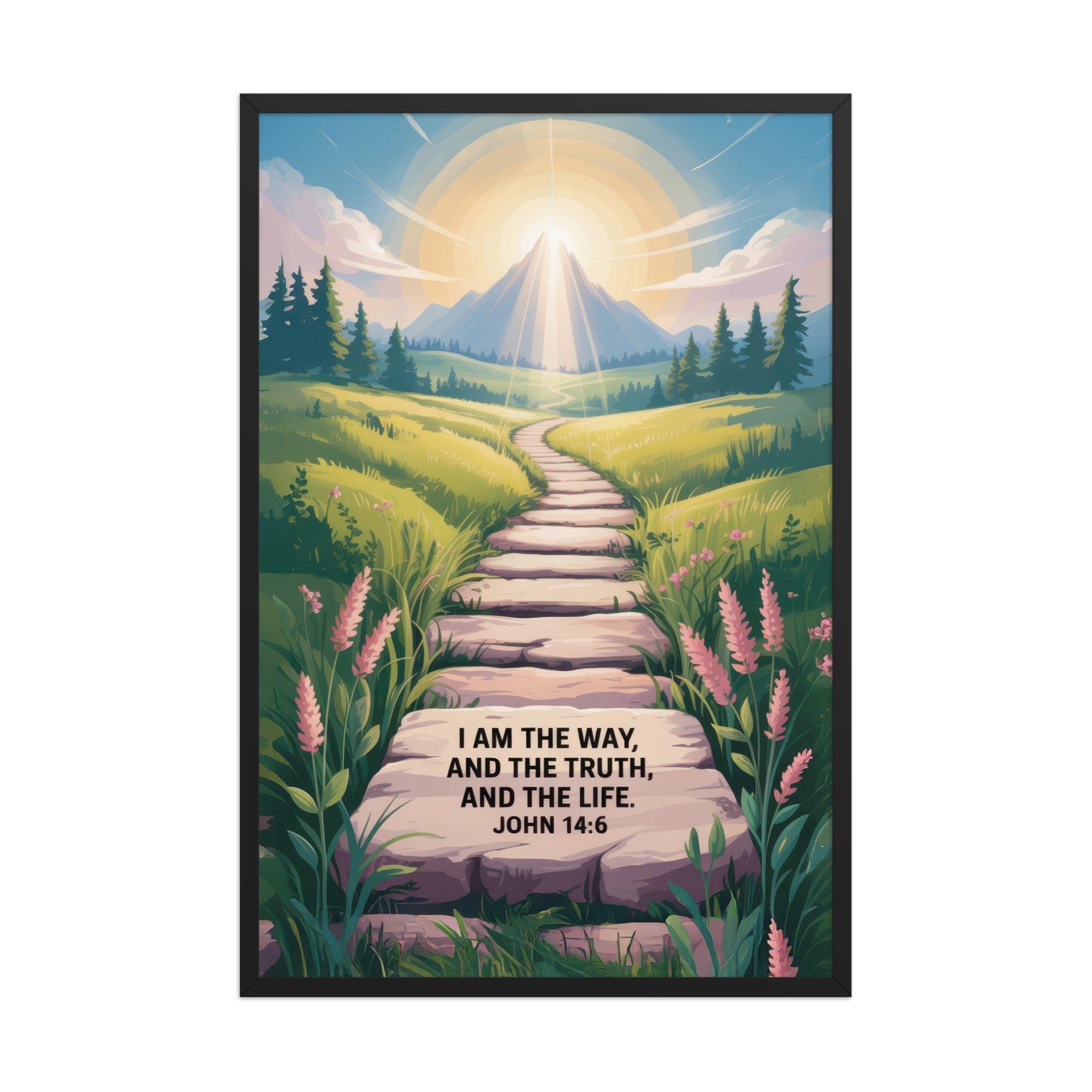 John 14:6 Bible Verse The Truth Enhanced Matte Paper Framed Poster Black 24″×36″