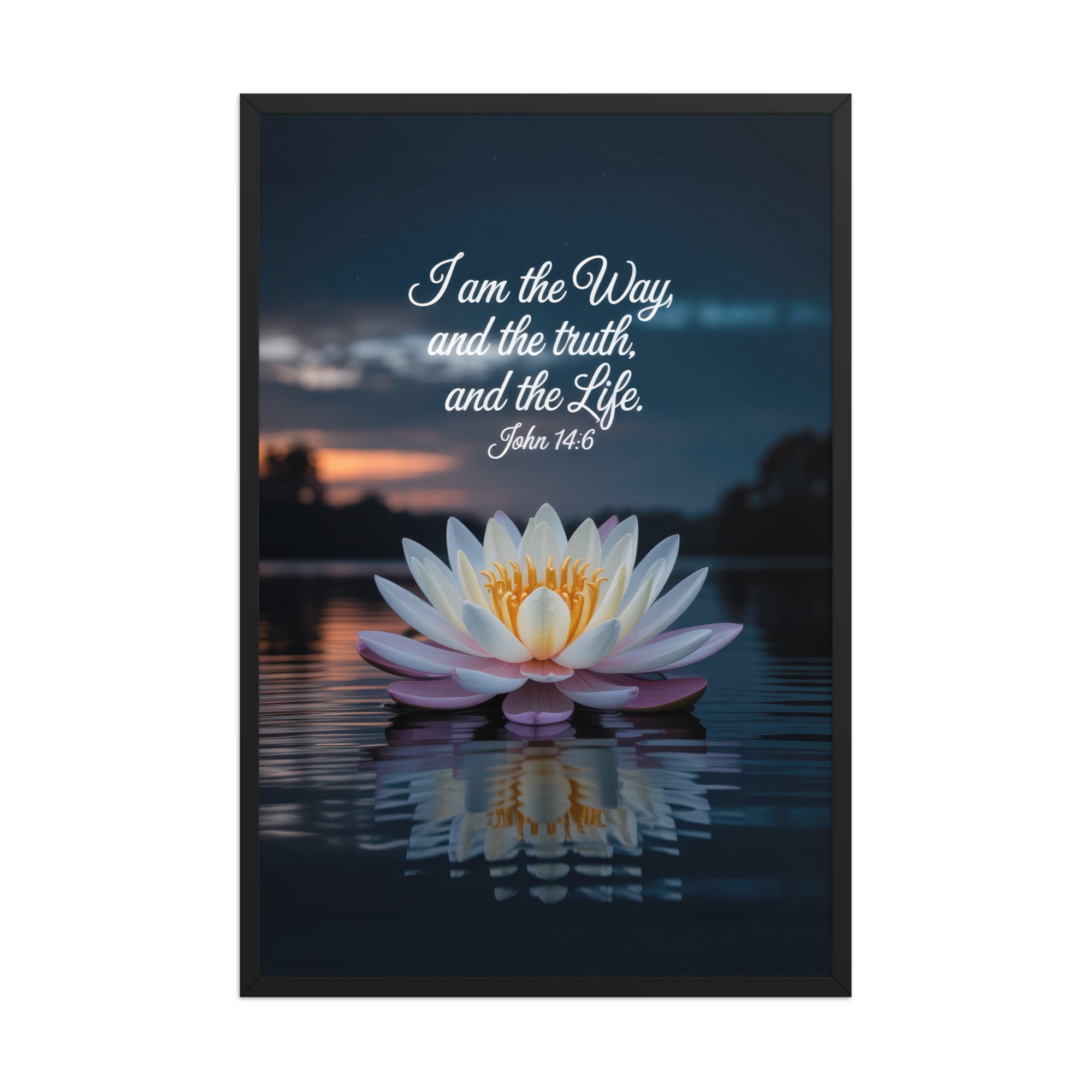 John 14:6 Bible Verse The Father Enhanced Matte Paper Framed Poster Black 24″×36″