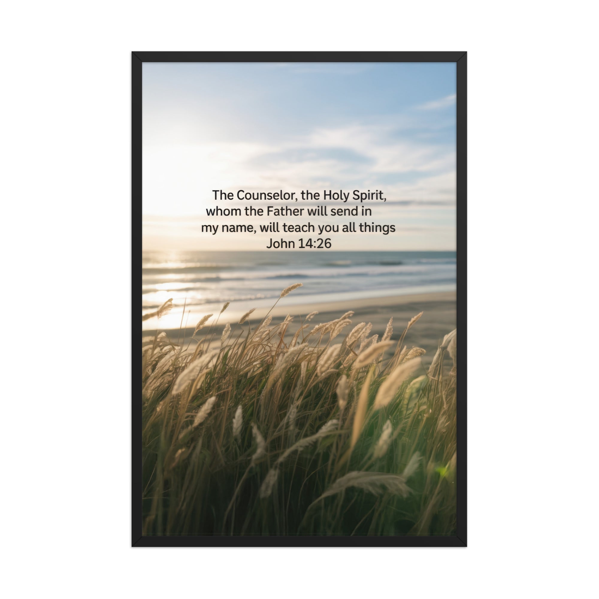 John 14:26 Bible Verse in my name Enhanced Matte Paper Framed Poster Black 24″×36″