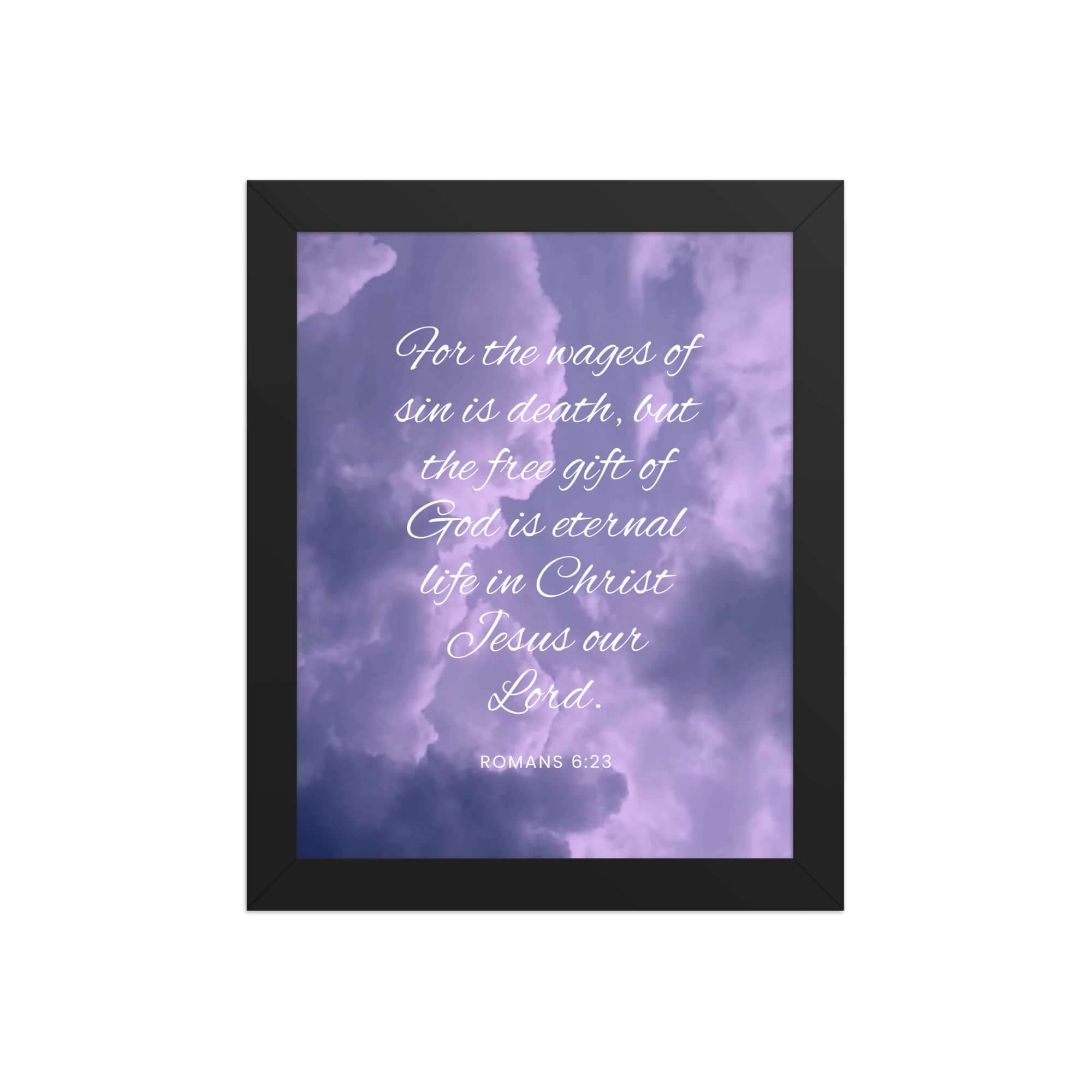 Romans 6:23 Bible Verse, free gift Enhanced Matte Paper Framed Poster Wall Art Black 8″×10″