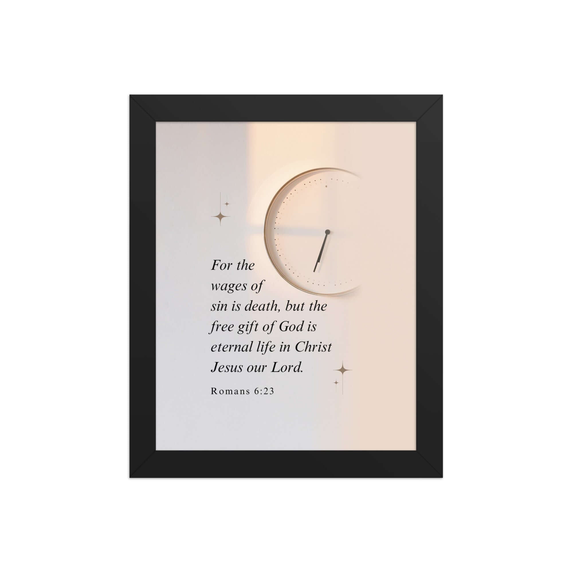Romans 6:23 Bible Verse, our Lord Enhanced Matte Paper Framed Poster Wall Art Black 8″×10″