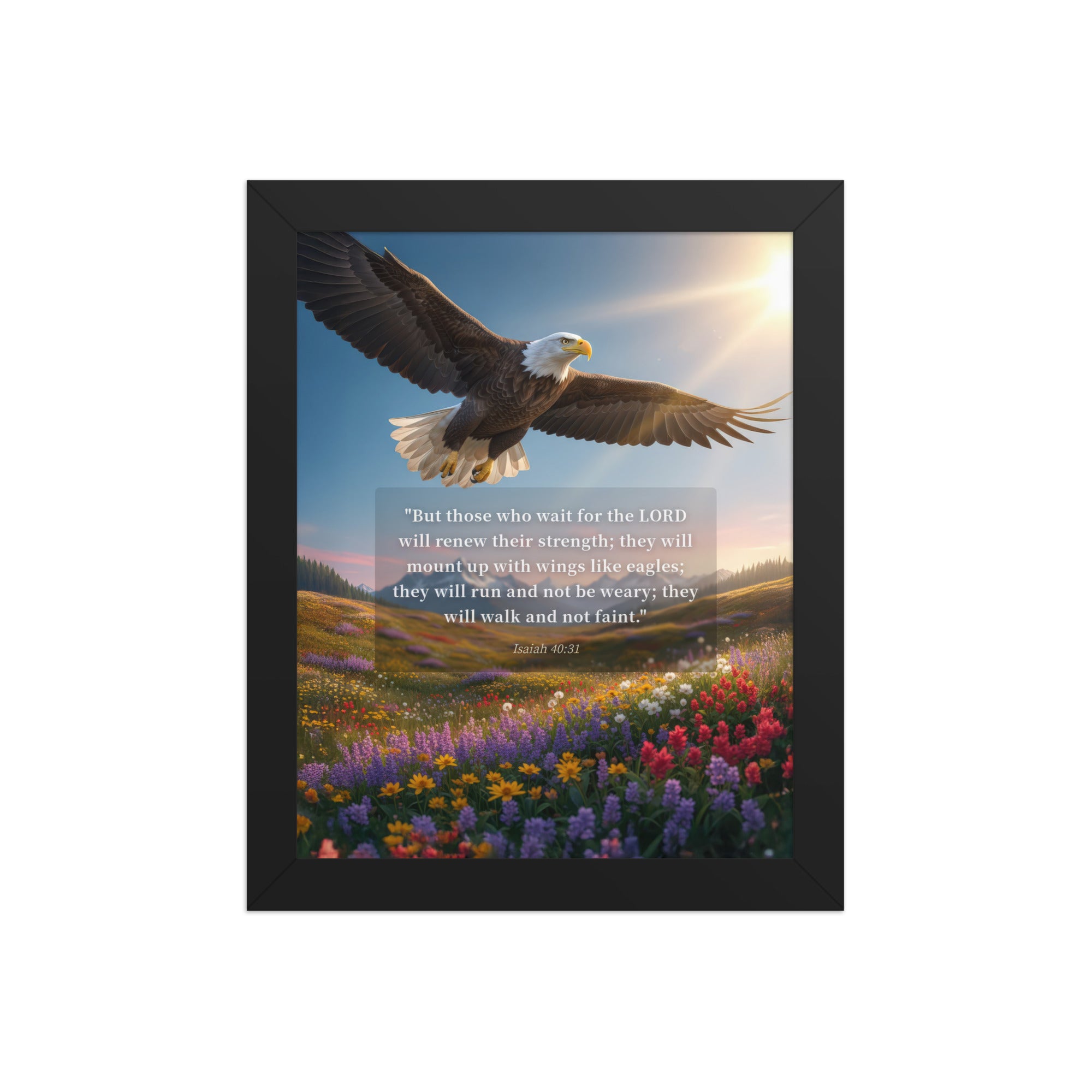 Isaiah 40:31 Bible Verse Who Wait Enhanced Matte Paper Framed Poster Black 8″×10″