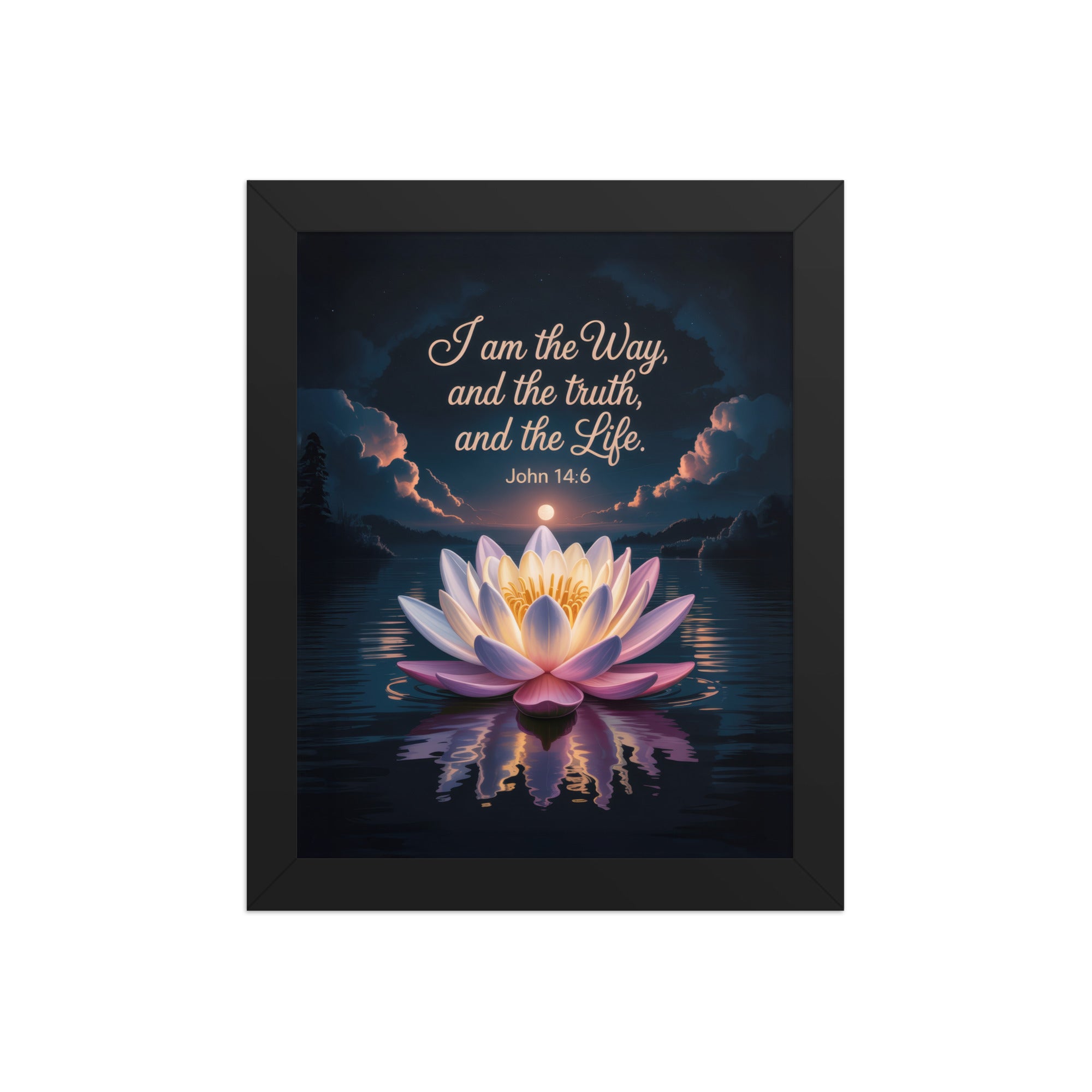 John 14:6 Bible Verse The Way Enhanced Matte Paper Framed Poster Black 8″×10″