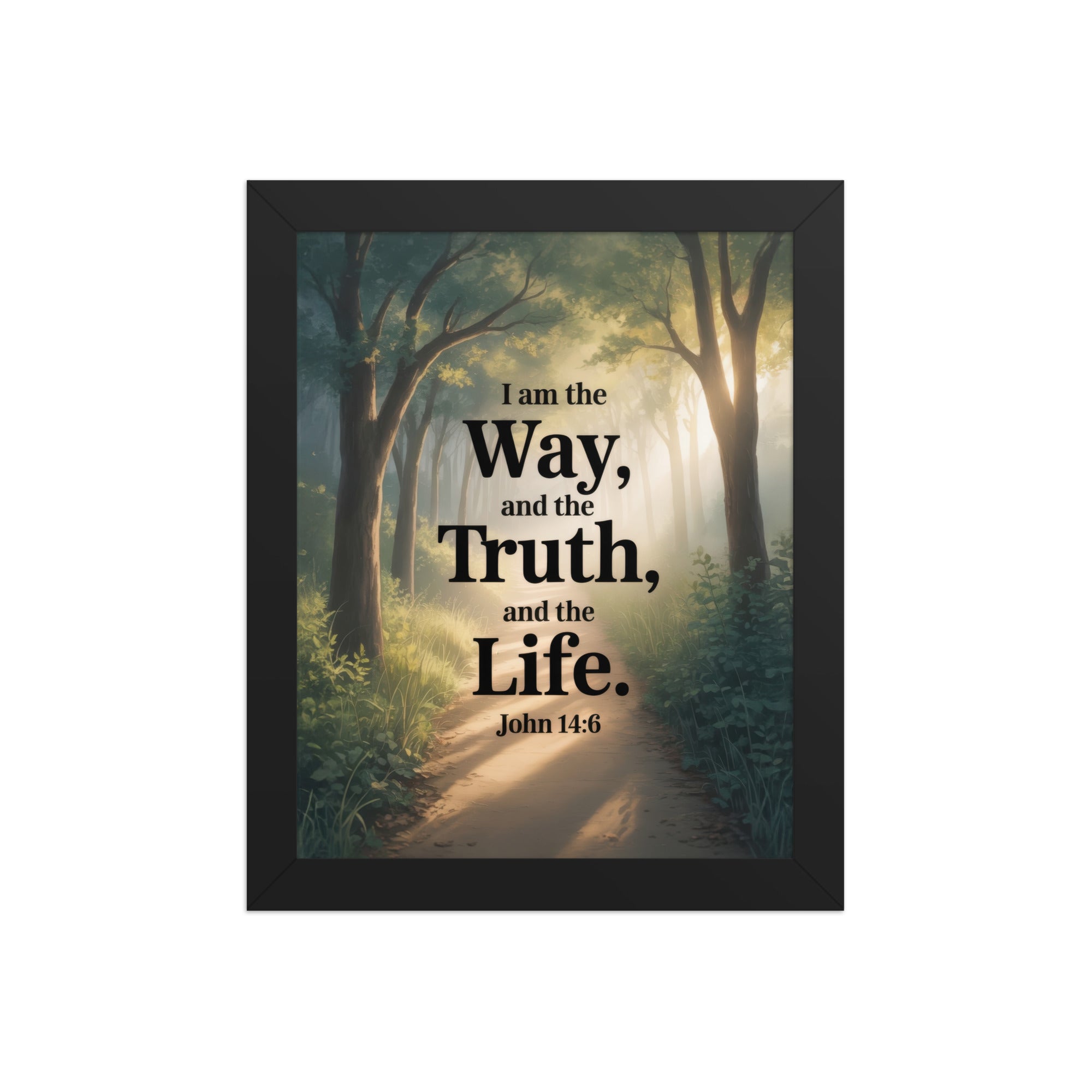 John 14:6 Bible Verse The Life Enhanced Matte Paper Framed Poster Black 8″×10″