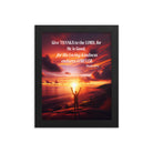 Psalm 107:1 Bible Verse, Give Thanks to the Lord Enhanced Matte Paper Framed Poster Wall Art Black 8″×10″
