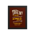 Matthew 11:29-30 Bible Verse, learn from me Enhanced Matte Paper Framed Poster Wall Art Black 8″×10″