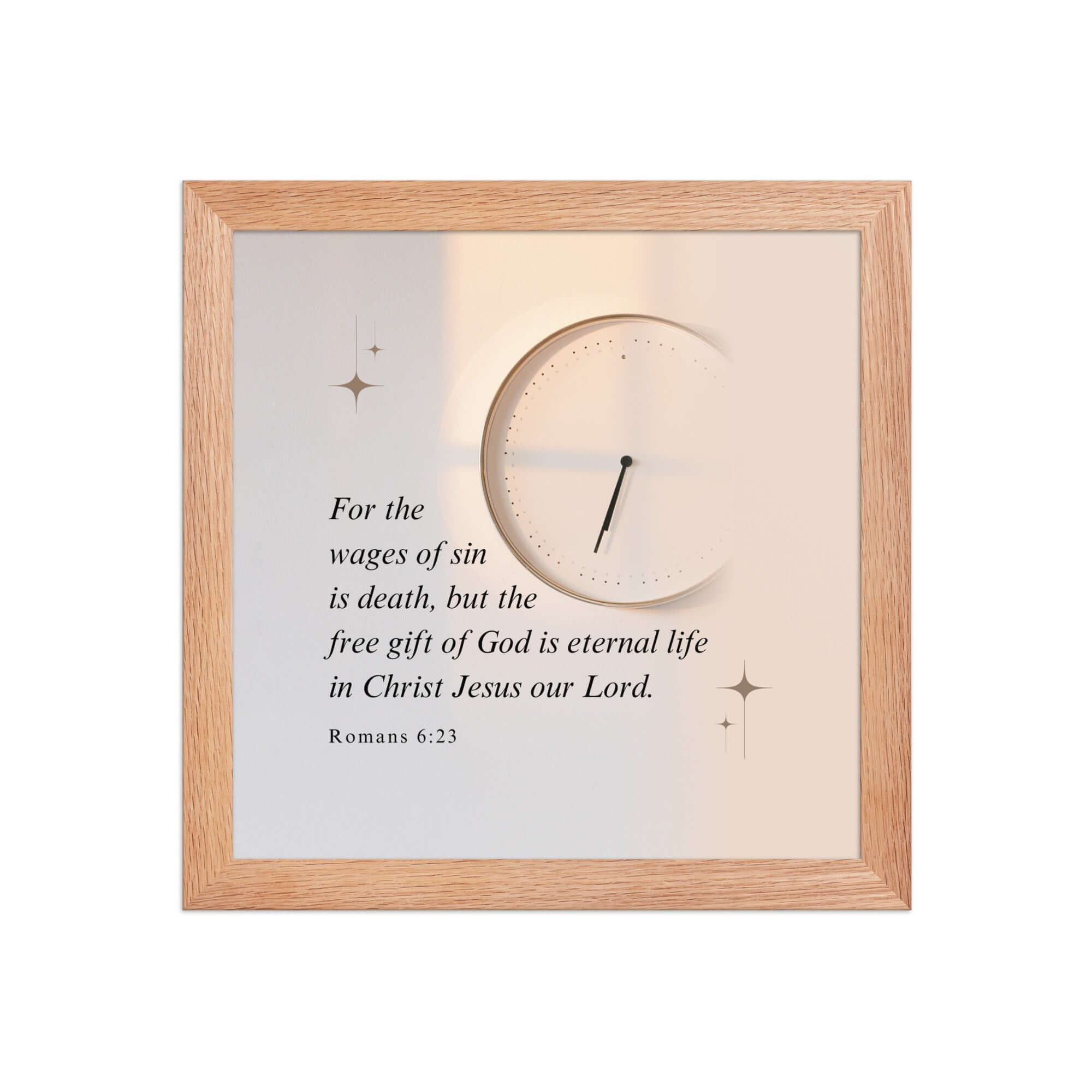 Romans 6:23 Bible Verse, our Lord Enhanced Matte Paper Framed Poster Wall Art Red Oak 10″×10″